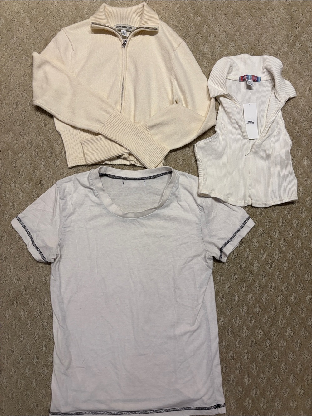 Urban Outfitters Bundle Lot Cream Zip Mock Neck Sweater - Unbranded
